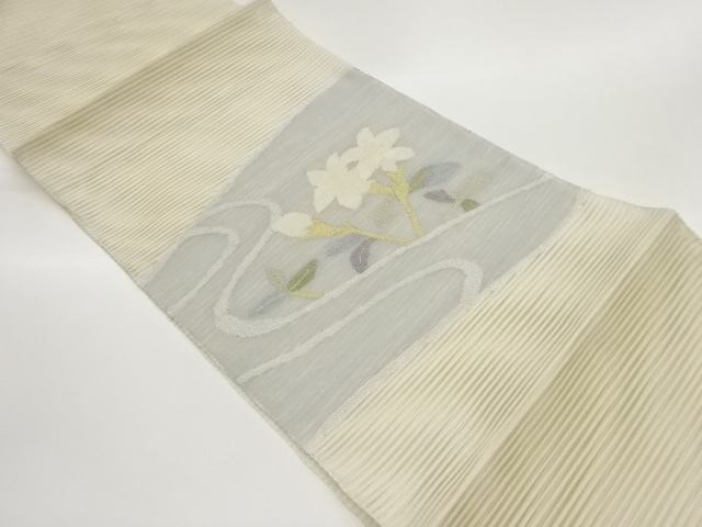 JAPANESE KIMONO / ROS KIKYO PATTERN EMBROIDERY NAGOYA OBI